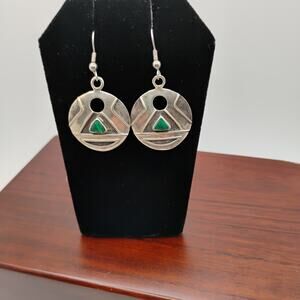 OTT Stamped Sterling Silver and Malachite Earrings